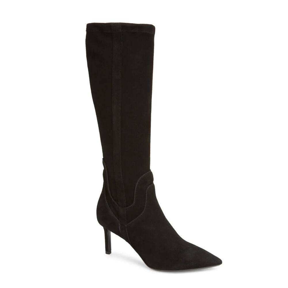 Aquatalia Mariel Suede Knee High Boots in Black SZ 7.5